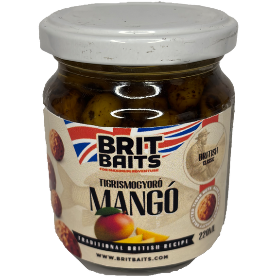 BritBaits Tiger Nuts SM in Brine Mango Flavour 220ml, Ready-to-use Particle Bait for Carp &amp; Coarse Fishing, High-Attraction and Pre-cooked.